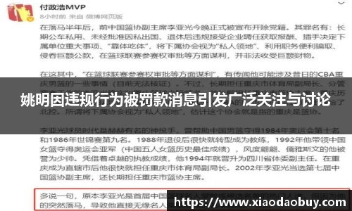 姚明因违规行为被罚款消息引发广泛关注与讨论